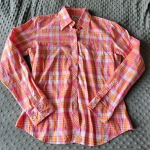 Lilly Pulitzer Early 2000's Pink, Orange, and Yellow Plaid Button Down S